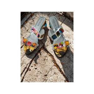 Stylish Chunky Heeled Sandals with Colorful Rhinestones